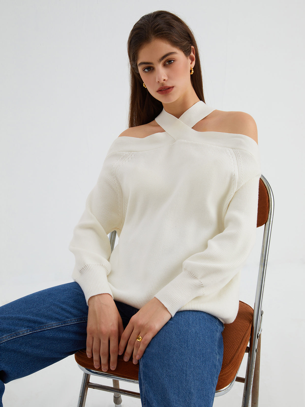 Halter Off Shoulder Oversized Sweater