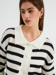 Wear Your Stripe Collared Crop Cardigan