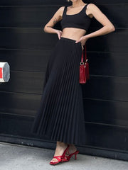 Pleat Maxi Skirt