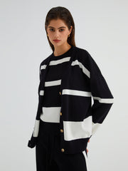 Minimalism Stripe Sweater Three Piece Pants Set