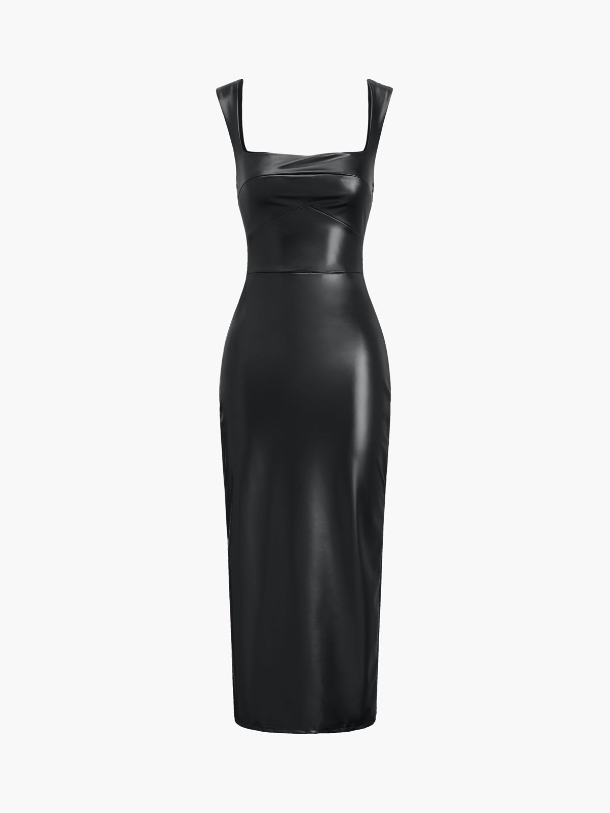 Faux Leather Bodycon Midi Dress