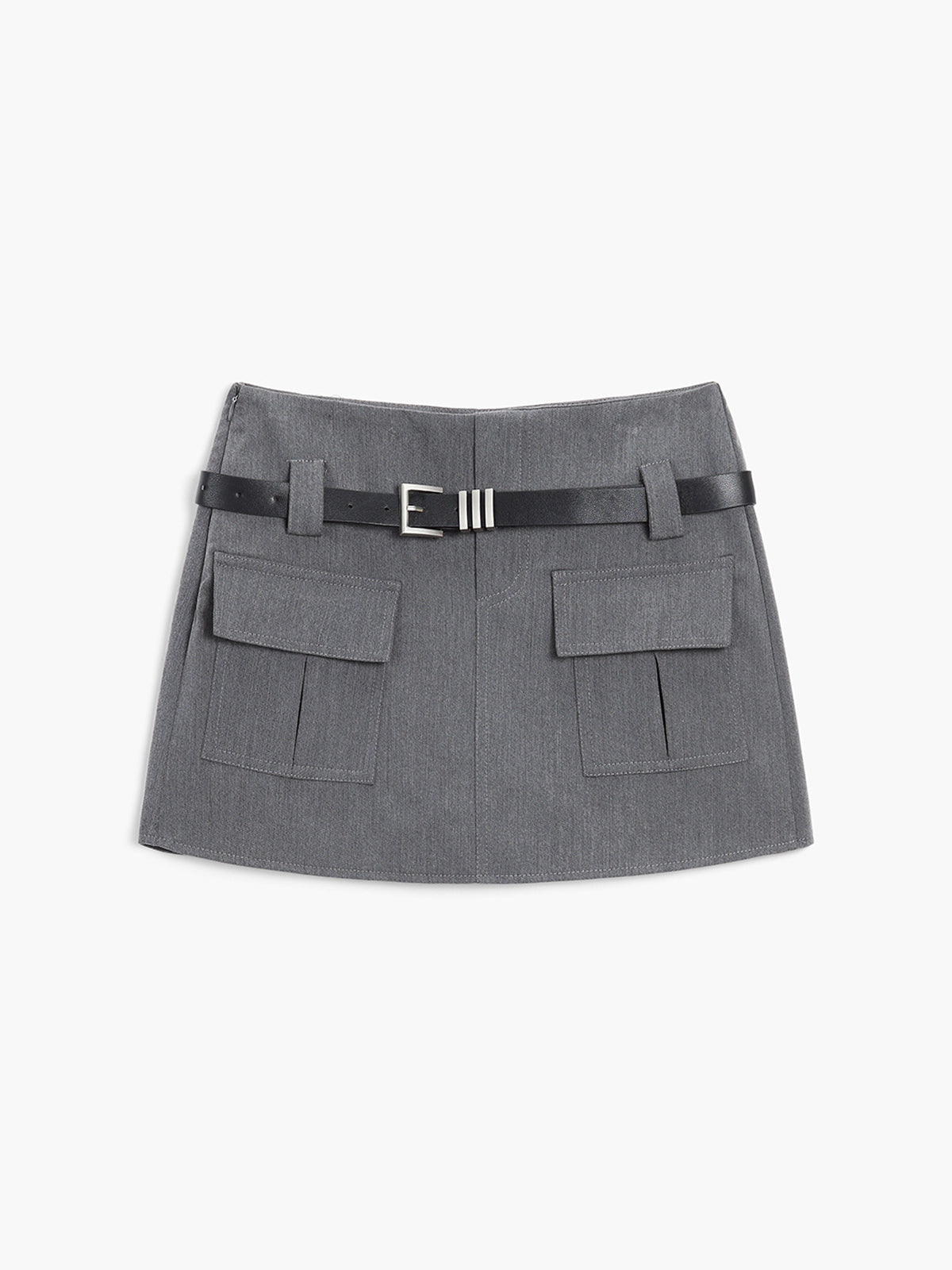 Modern Academia Belted Zippered Mini Skirt