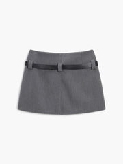 Modern Academia Belted Zippered Mini Skirt