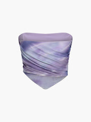 Lilac Mesh Zippered Crop Tube Top