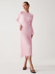 Aphrodite Long Sleeve Pleat Midi Sweater Dress