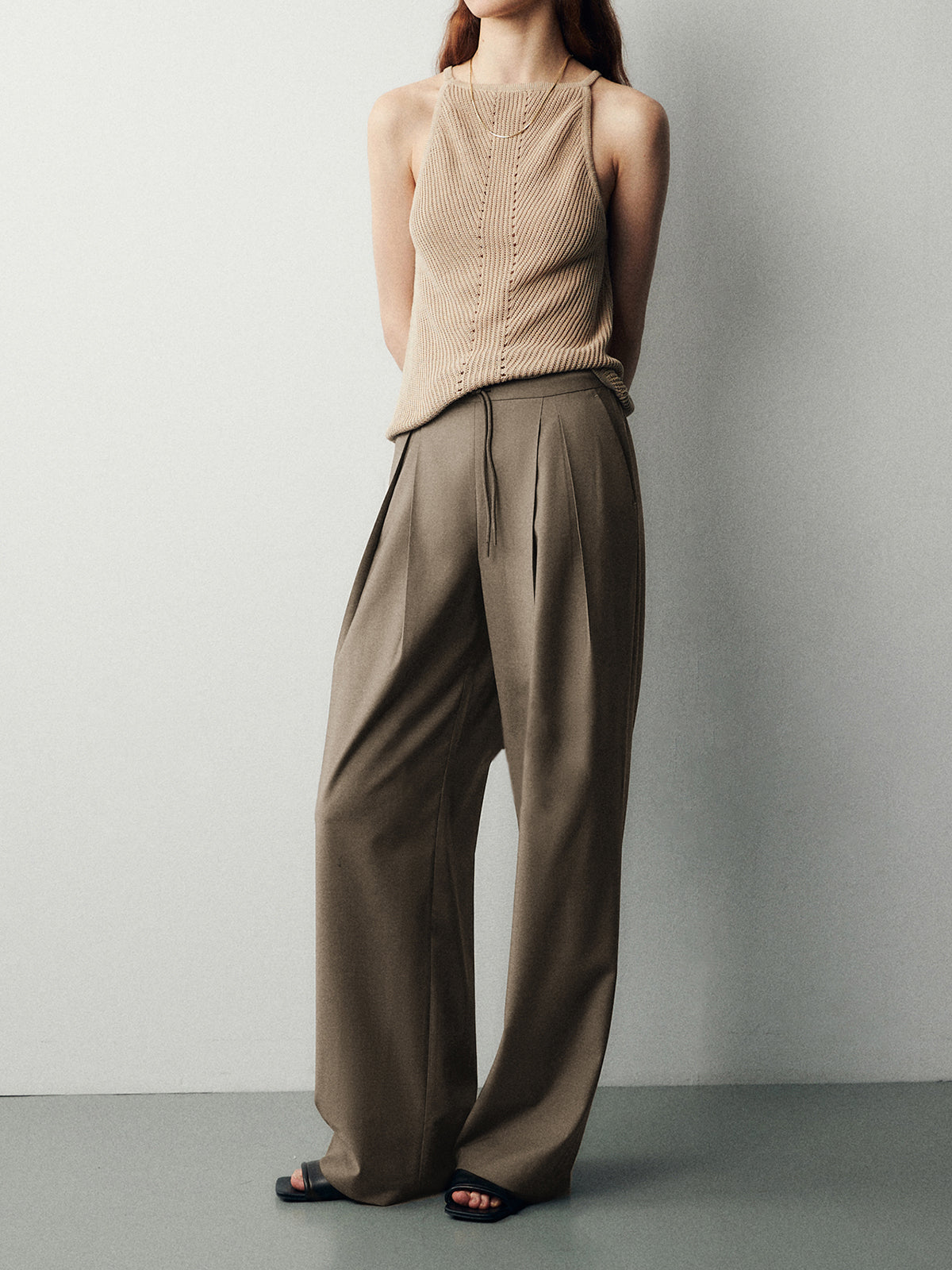 Always Neutral Pleat Wide Leg Pants