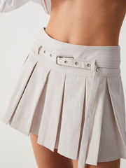 Runway Belted Pleat Mini Skirt