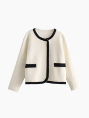 Old Money Aesthetics Contrast Trim Cardigan