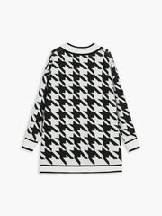 Houndstooth Long Cardigan