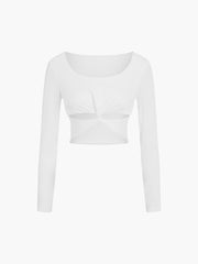 Twist Long Sleeve Crop Shirt