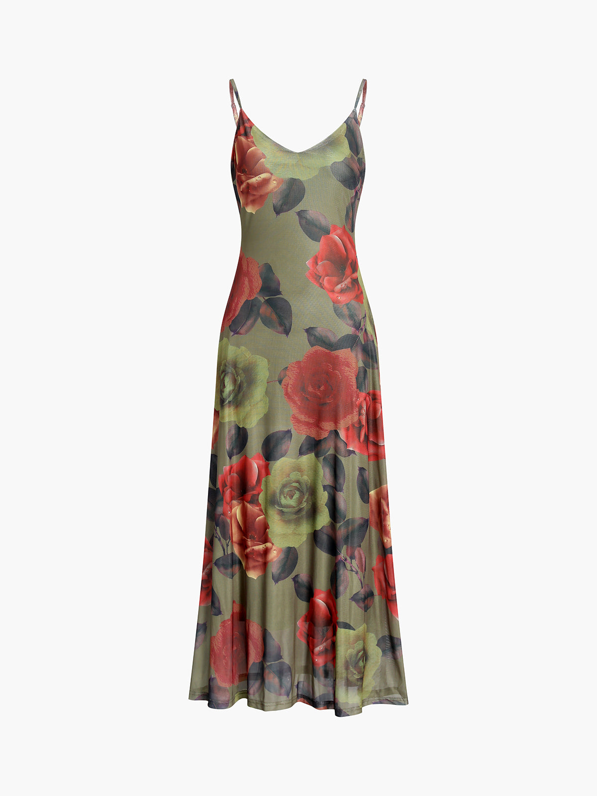 Rose Symphony Floral Mesh Long Dress