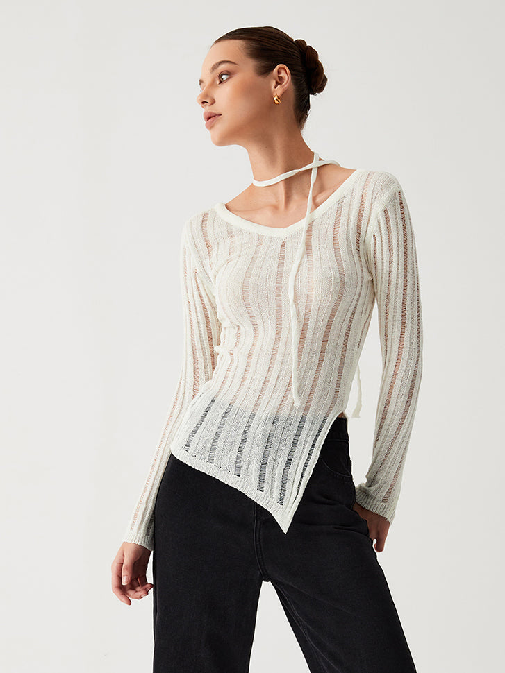 Effortless See Through Open Knit Top