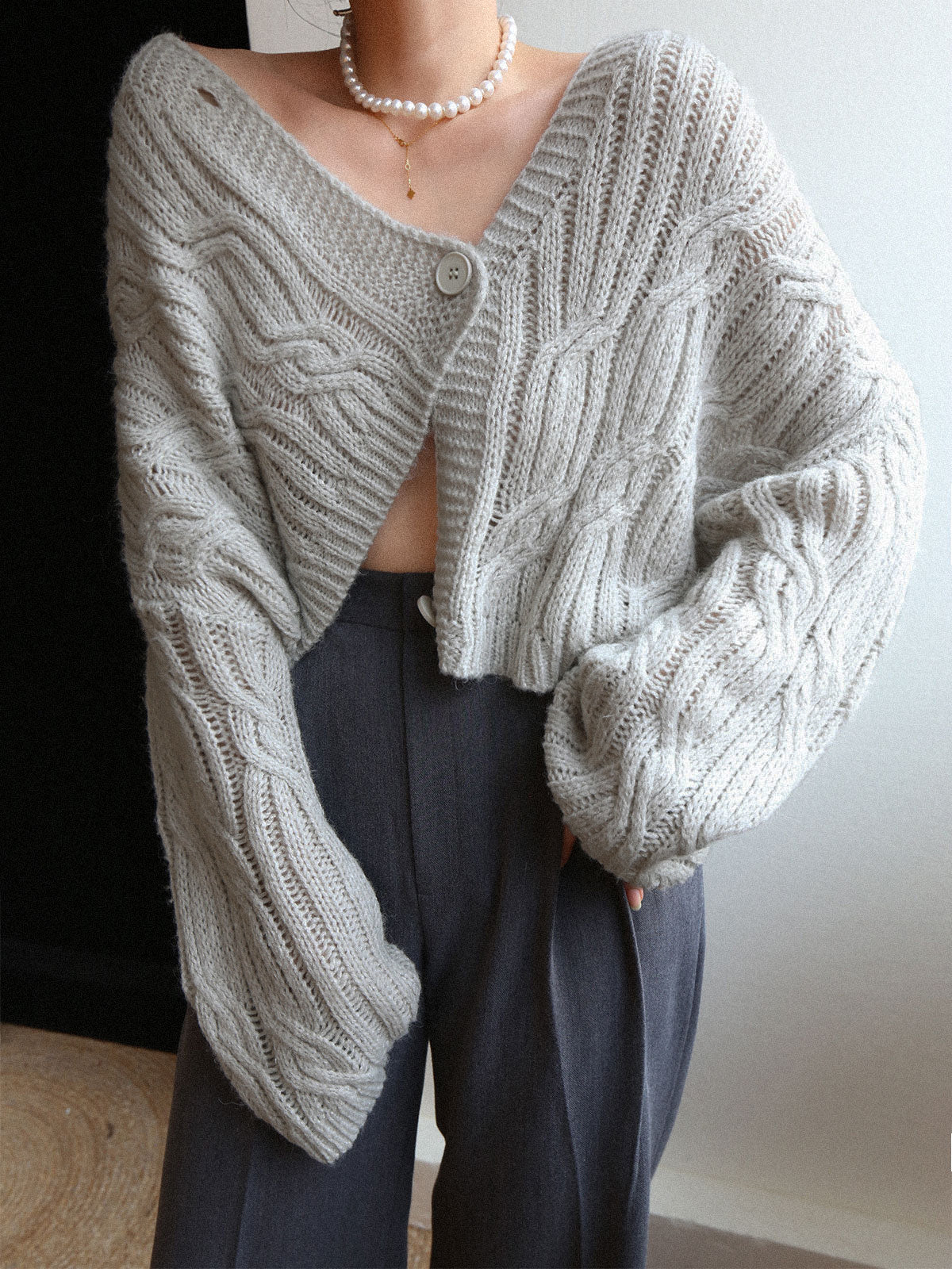 Cable Knit Crop Cardigan