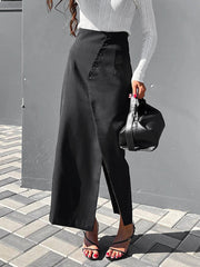 Asymmetric Slit Midi Skirt