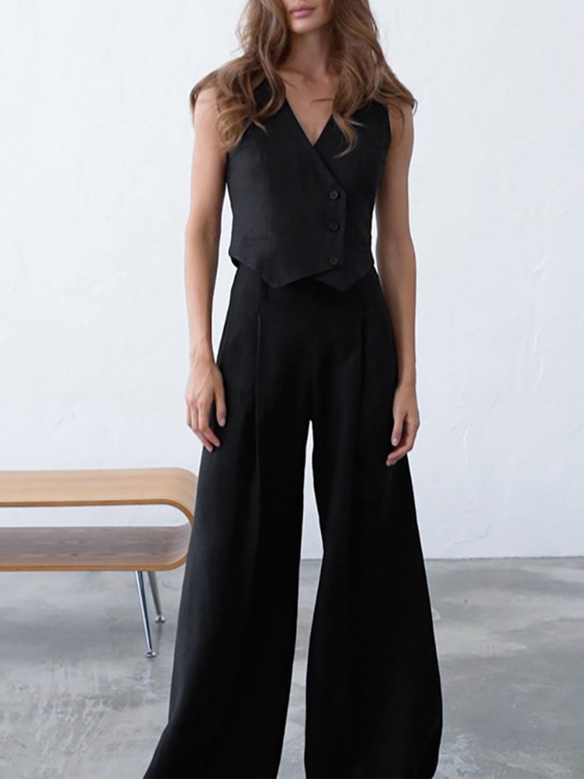 Minimalist Linen Two Piece Pants Set