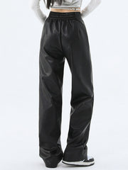 Faux Leather Straight Leg Pants