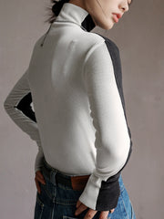 Double Sided Colorblock Long Sleeve Knit Top