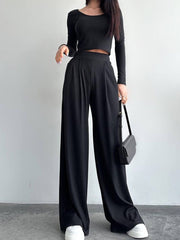 Minimalism Rib Two Piece Pants Set