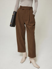 Caramel Smart Cropped Straight Leg Pants