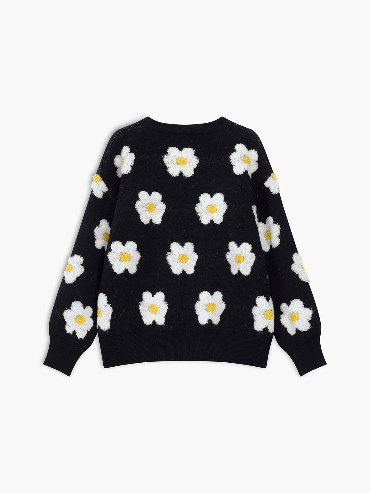 Oversized Daisies Fuzzy Floral Sweater