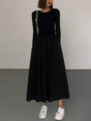 Leisure Pockets Long Sleeve Long Dress