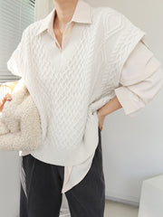 Collared Cable Knit Sweater Vest