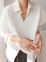 Collared Cable Knit Sweater Vest