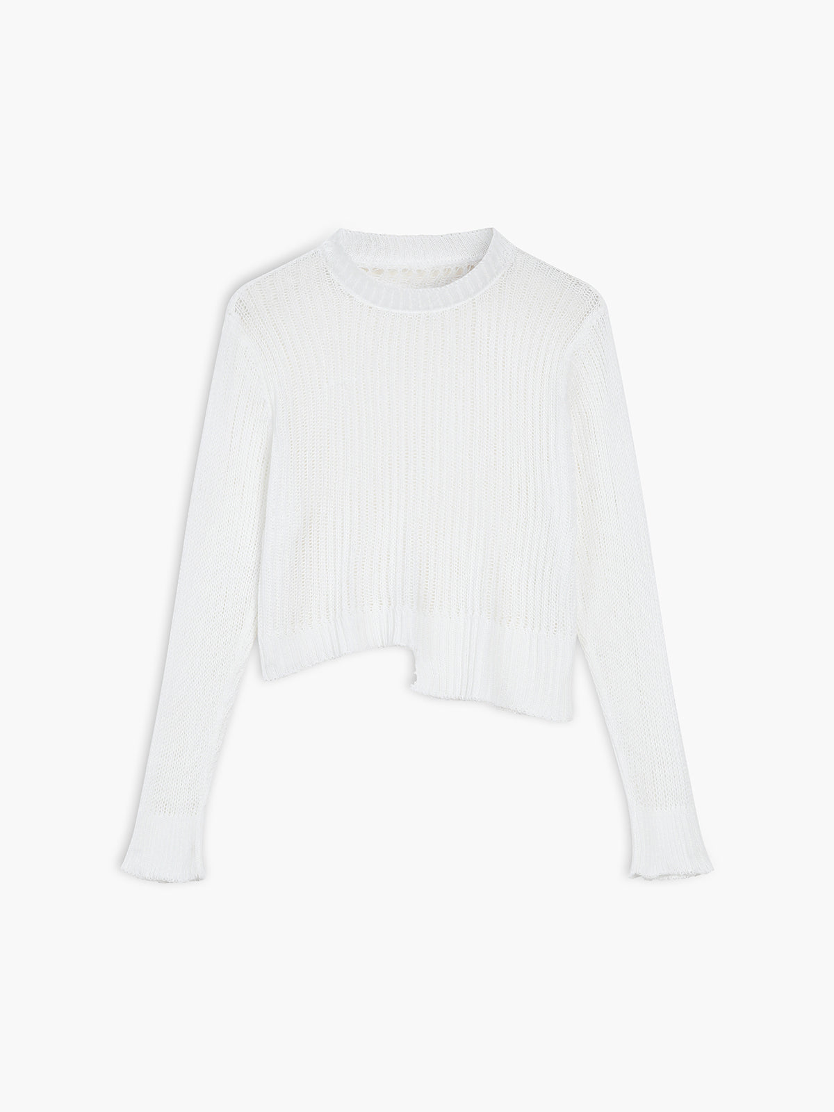 Asymmetric Hem Buttoned Long Sleeve Knit Top