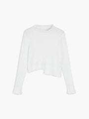 Asymmetric Hem Buttoned Long Sleeve Knit Top