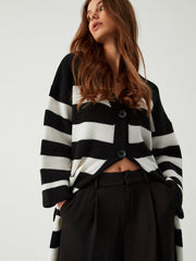 Stripe Long Cardigan