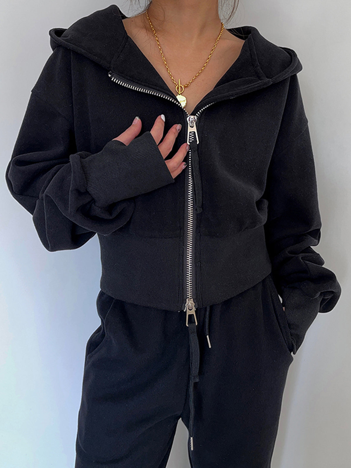 Zip Up Crop Hoodie