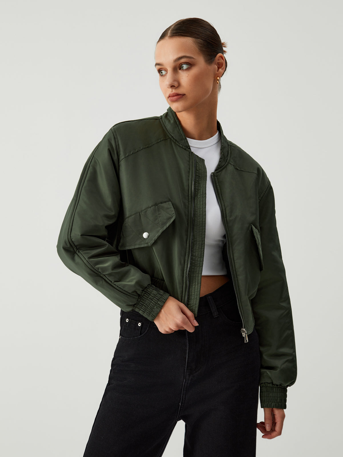 Spark The Passion Crop Bomber Jacket