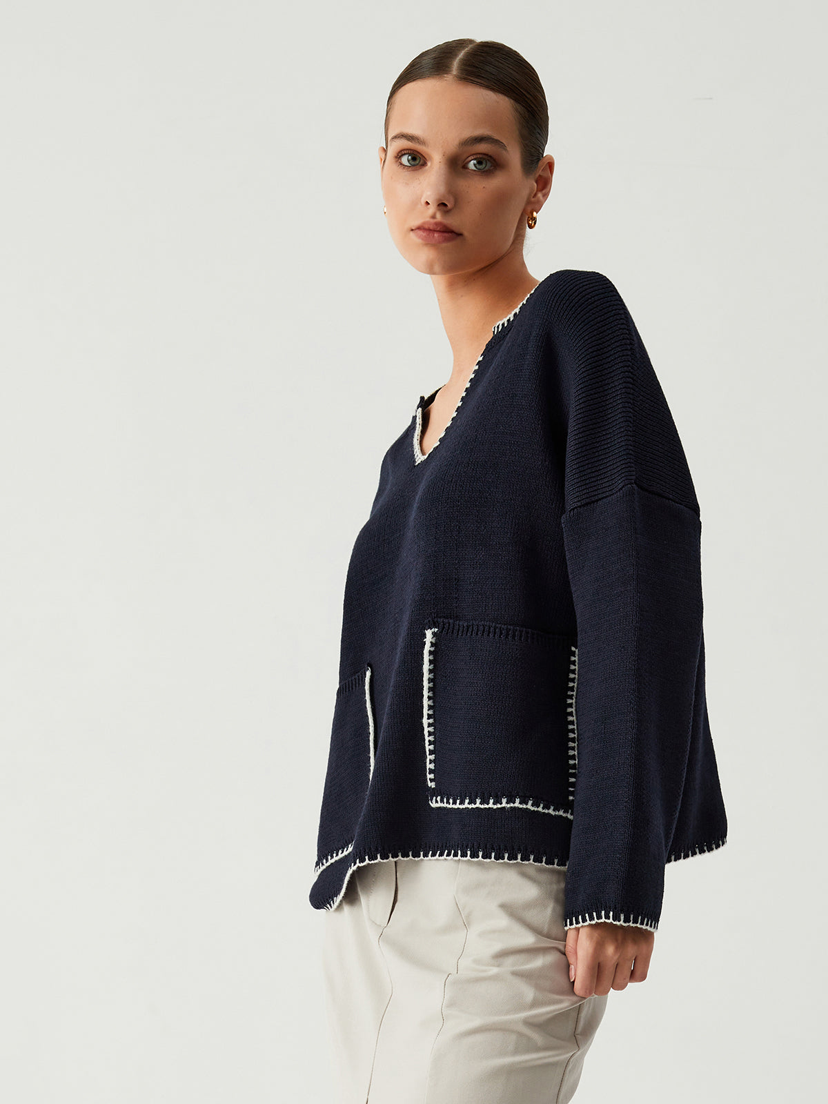 Tranquility Contrast Trim Sweater