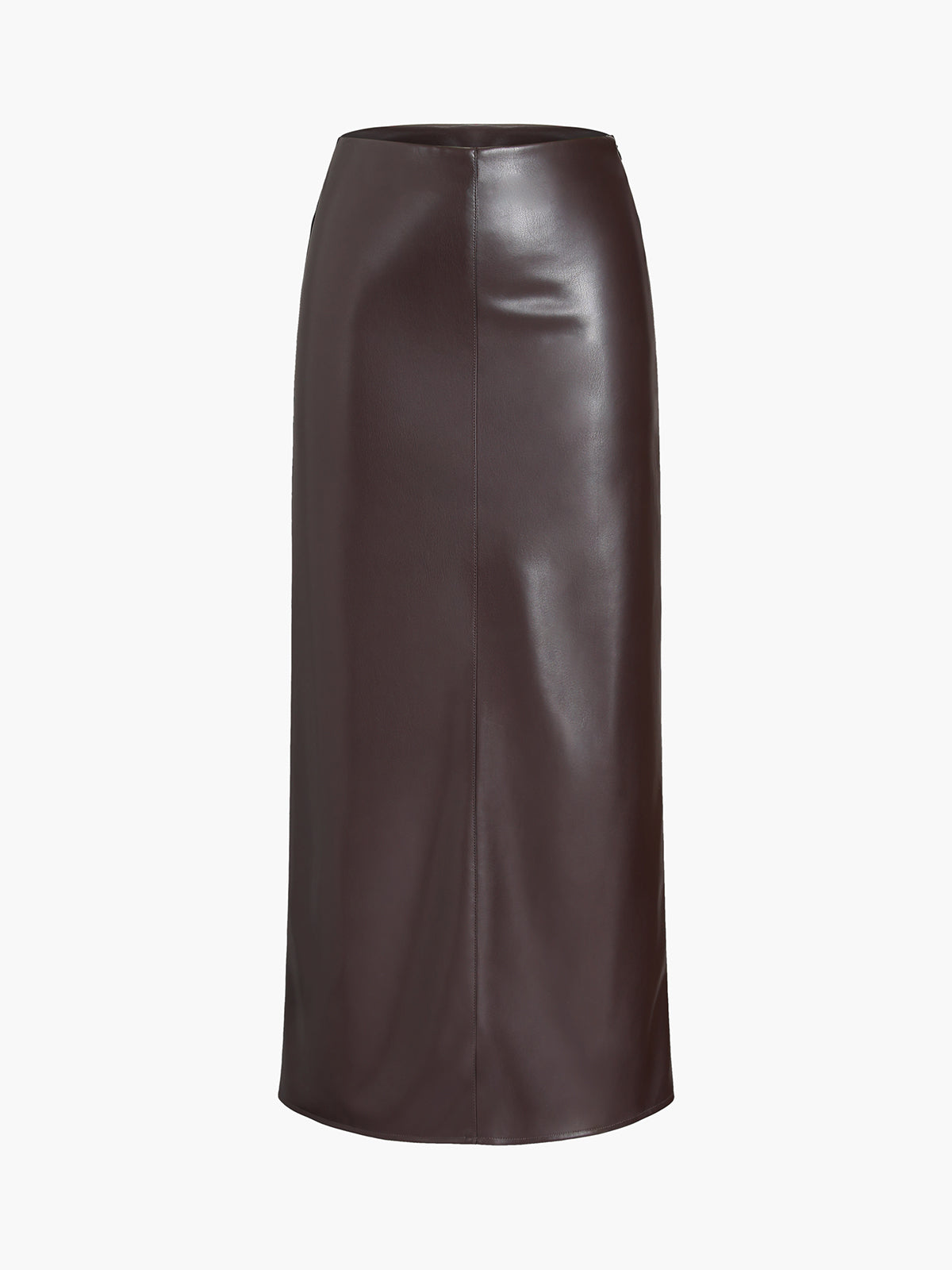 Essential Leather Slit Midi Skirt