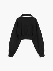 The Way To Go Open Collar Crop Sweatshirt