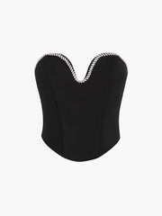 Diamante Sweetheart Crop Corset Tube Top