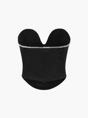 Diamante Sweetheart Crop Corset Tube Top