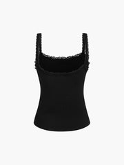 Crush Lace Trim Crop Cami Top