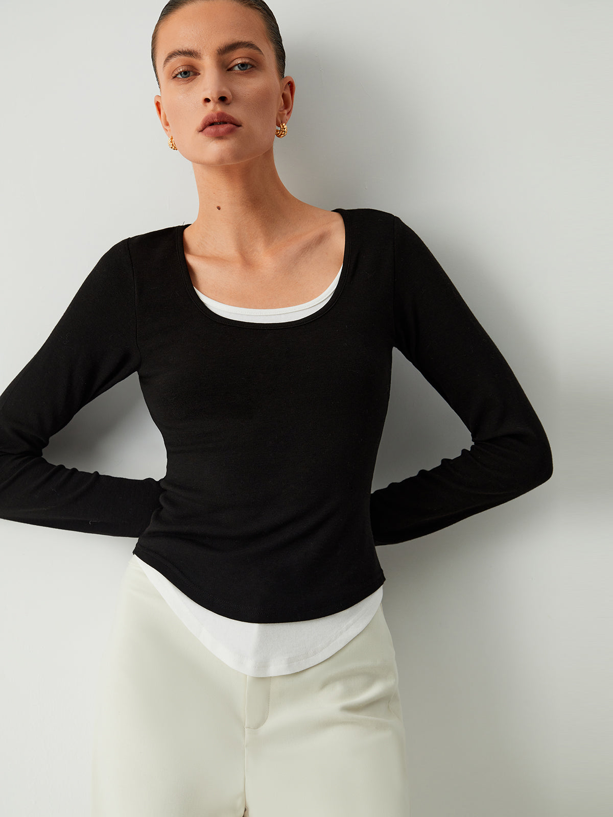 Double Layers Long Sleeve Top