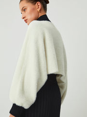 Contrast Trim Fuzzy Crop Cardigan