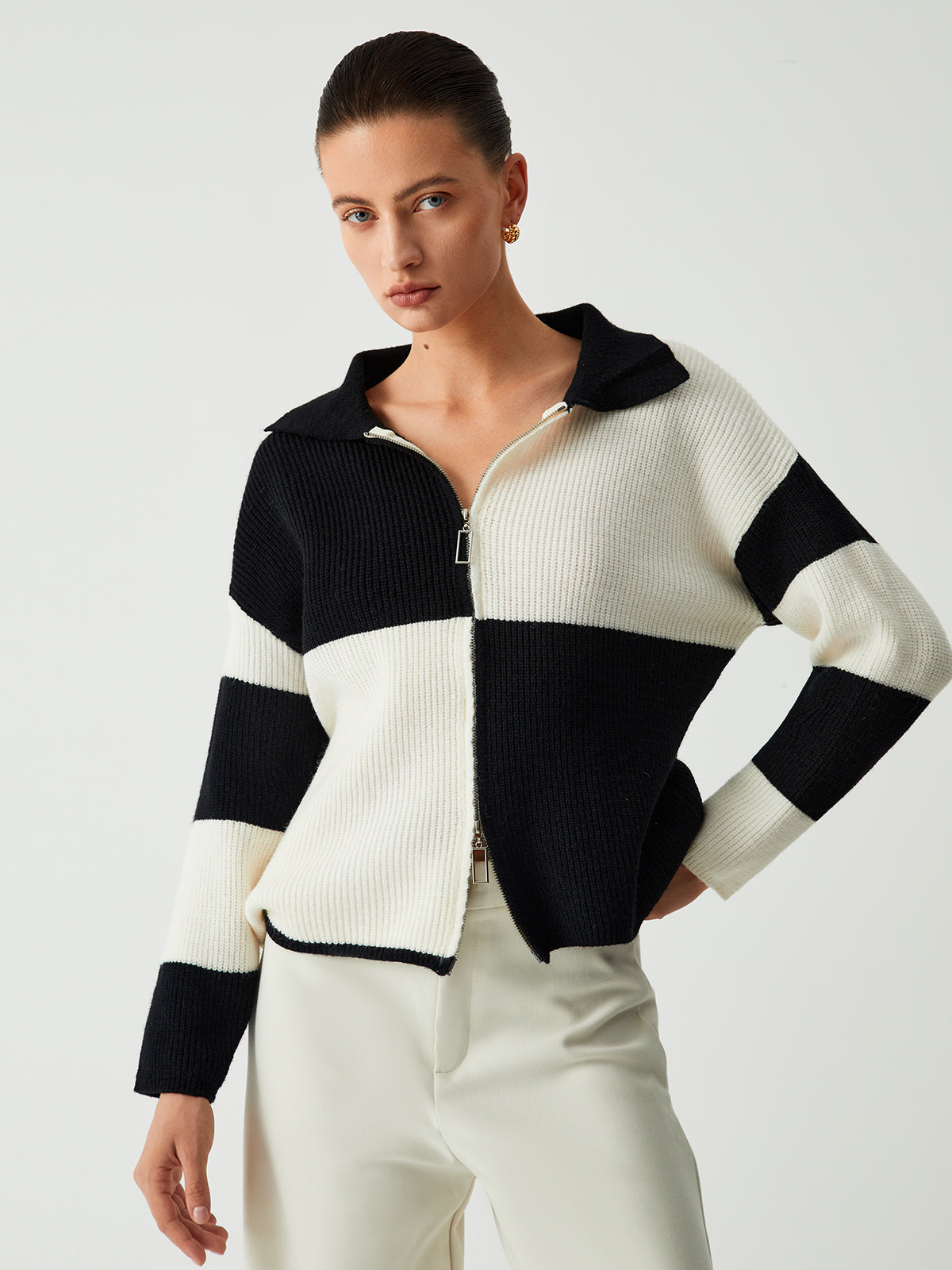 Keep In Check Zippered Cardigan