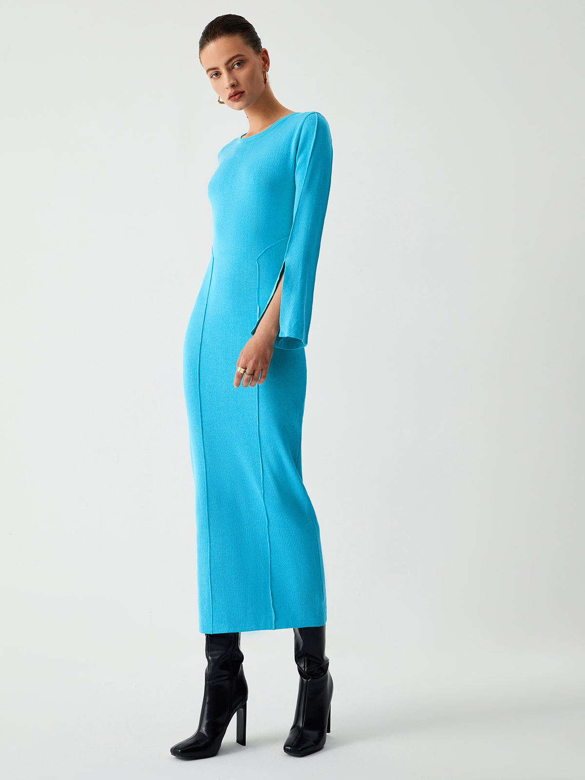 Coastal Allure Long Sleeve Long Sweater Dress