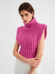 Raspberry Turtleneck Sweater Vest