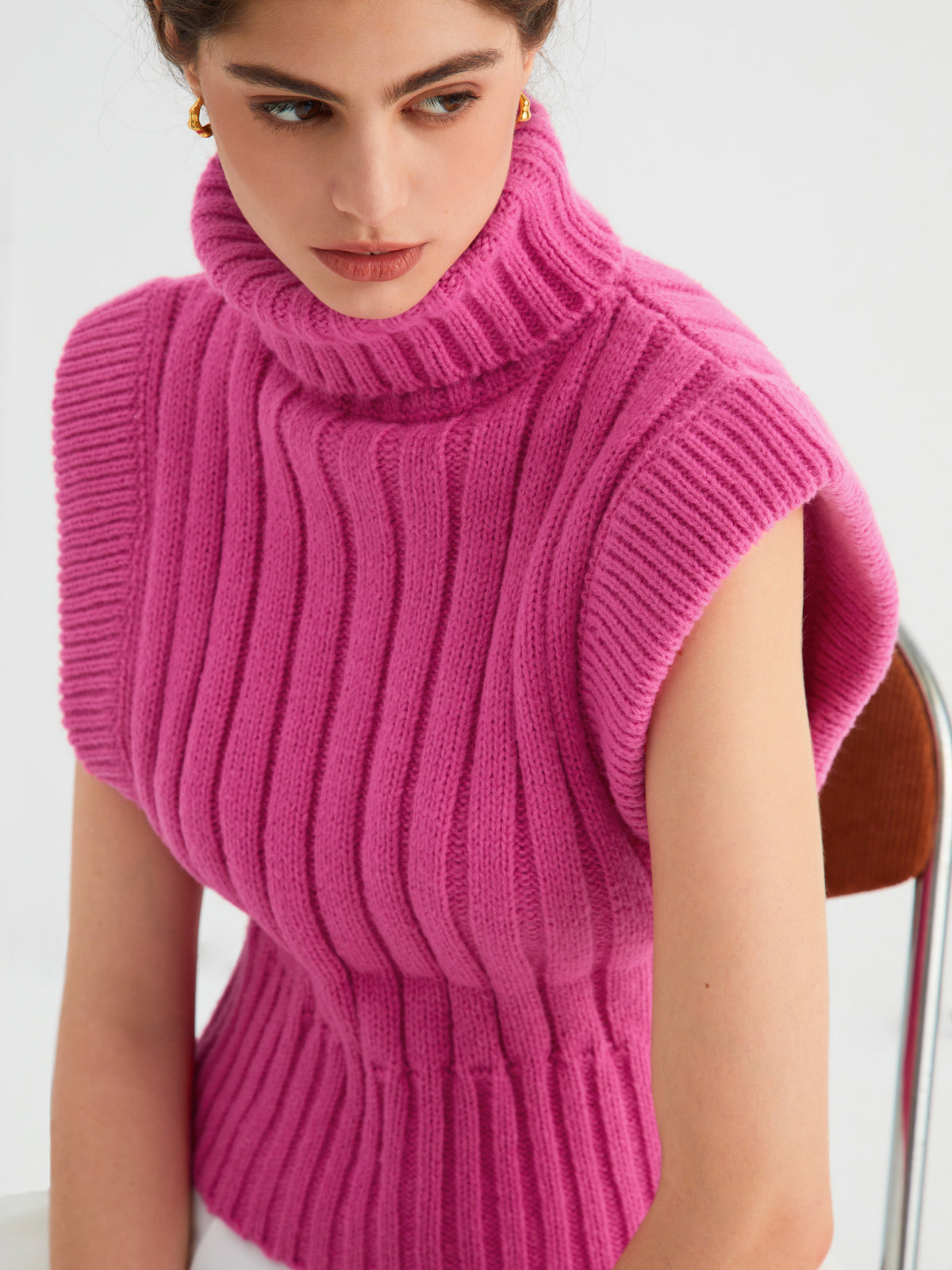 Raspberry Turtleneck Sweater Vest