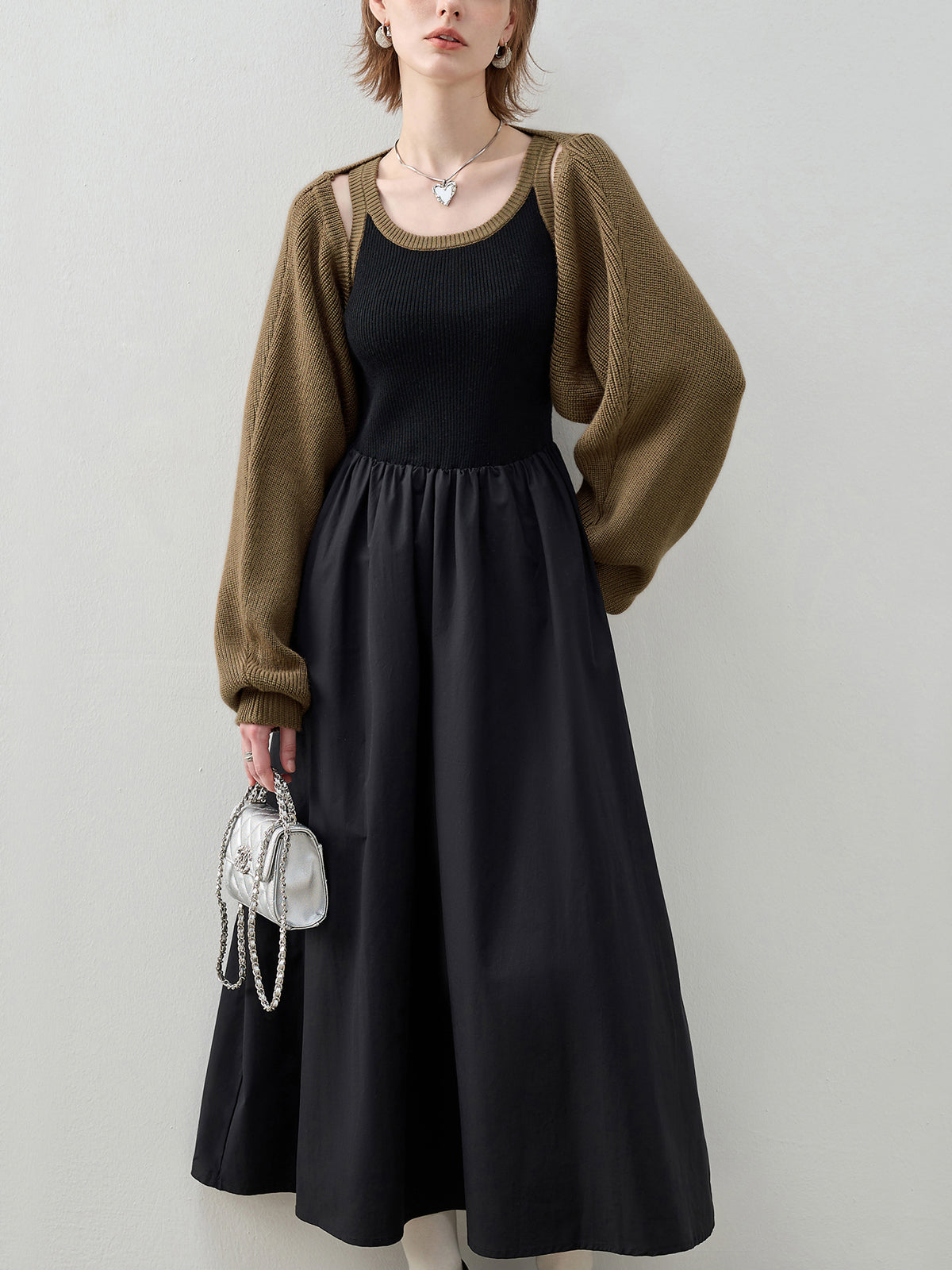 Essential Two Piece Bolero Long Sweater Dress