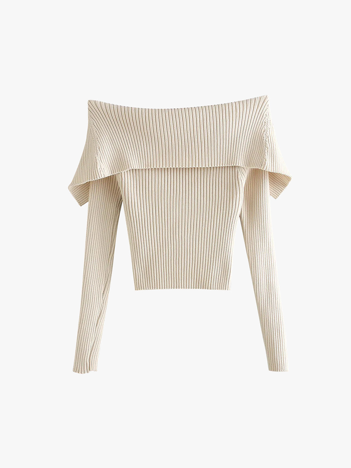 Triggered Off Shoulder Long Sleeve Knit Top