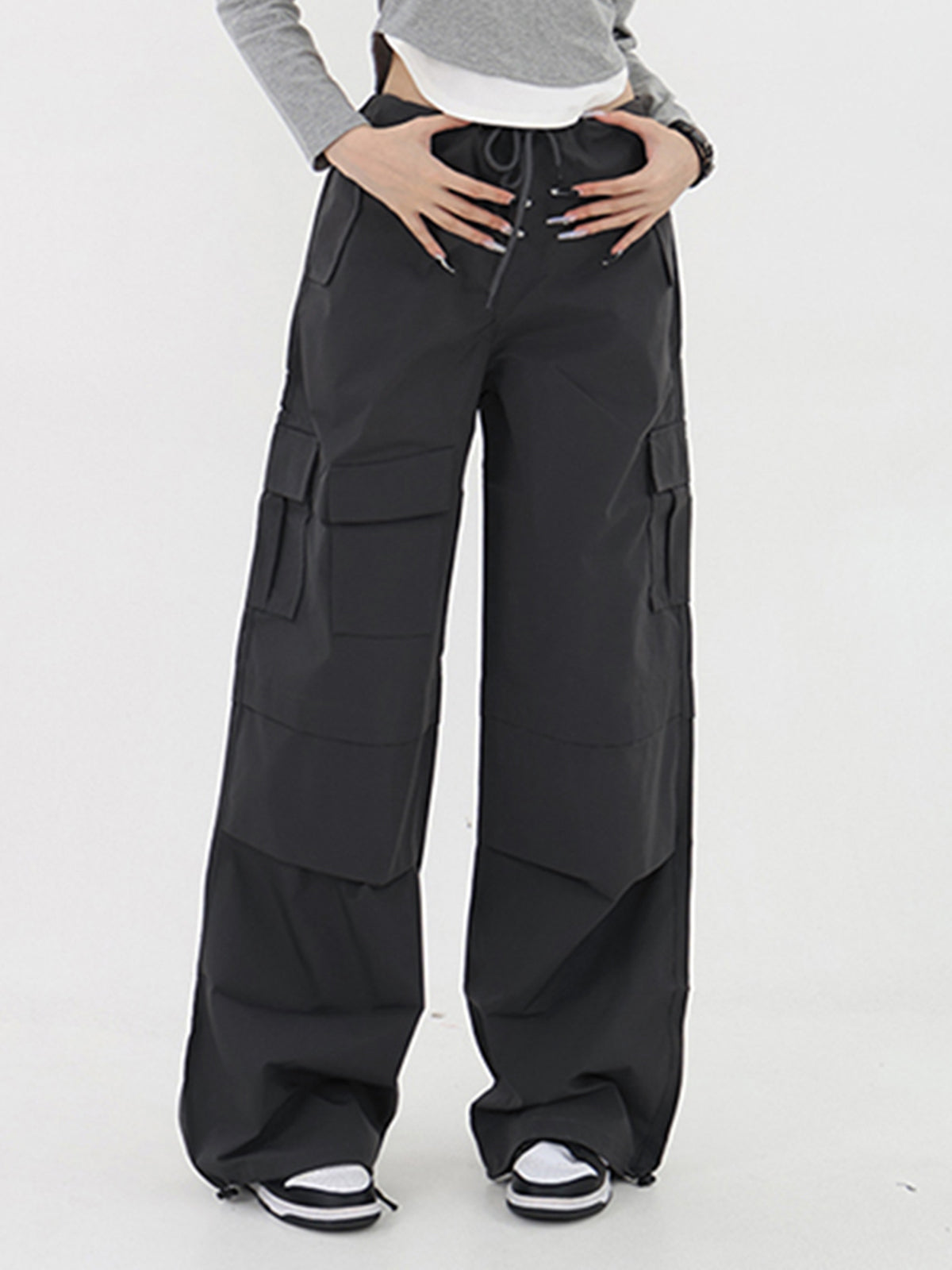 Wide Leg High Waist Cargo Pants