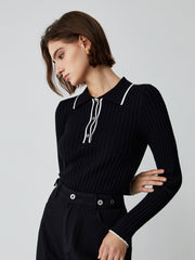 Old Money Aesthetics Polo Knit Top