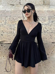 Effortless Plunge Skater Short Dress