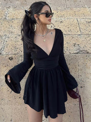 Effortless Plunge Skater Short Dress